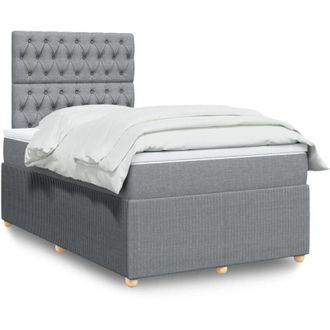 vidaXL Vidaxl - Cama Box Spring Con Colch&oacute;n Tela Gris Claro 120x200 Cm