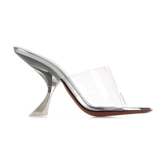 Amina Muaddi Heeled Mules, female, White, Size: 10 US Taylor Glass Slipper 90