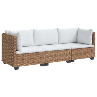 vidaXL 3 Pz Set Lounge In Rattan Con Cuscini Gendt Rattan Naturale Vidaxl