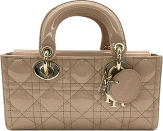 Dior Pre-owned Small Patent Cannage Lady D-Joy - Dames - Vintage Handtas - Beige - ONE Size - Leer - Vintage