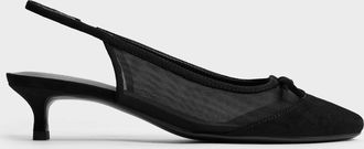 Charles & Keith Mulligan Mesh Bow Slingback Pumps