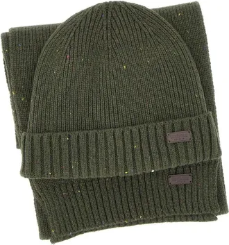 Barbour Carlton Fleck Beanie & Scarf Set - unisex - Barbour - Accessories - Green - ONE SIZE - Accessories