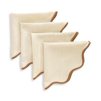 Solino Home Linen Dinner Napkins - Giselle Scallop Edge, 20 x 20 in Brown Sugar And Natural at Nordstrom, Size Large
