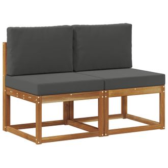 vidaXL 2 Pieza Sof&aacute; Intermedio De Exterior Madera De Acacia S&oacute;lida Vidaxl