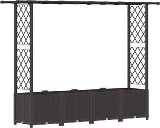 vidaXL Cama Elevada Con Trellis Y Techo Marr&oacute;n 203 X 40 X 136 Cm Pp Vidaxl