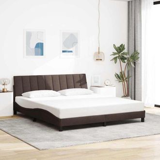 vidaXL Cama Sin Colch&oacute;n De Tela Marr&oacute;n Oscuro 180x200 Cm Vidaxl