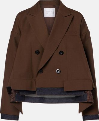 sacai Giacca oversized con denim