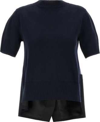 sacai T-shirt con design patchwork - Blu