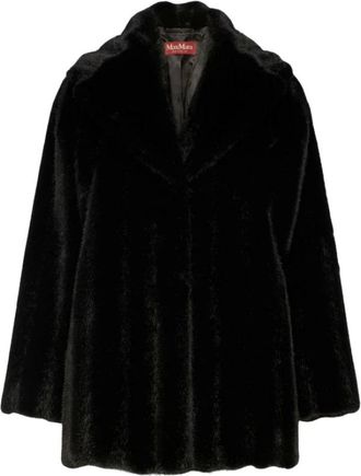 Max Mara Jas met pluizige textuur - Dames - Jassen - Zwart - XS - Polyester - Jassen