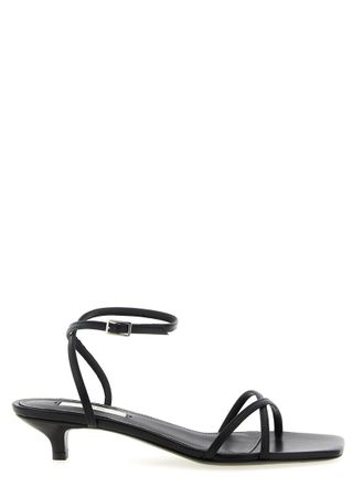 Toteme Black Leather Crossover Sandals