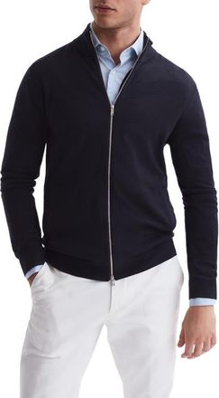 Reiss Hampshire Wool Zip Cardigan in Navy at Nordstrom, Size Xx-Large