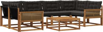 vidaXL Conjunto De Sof&aacute;s De Exterior 7 Uds. Natural Y Negro Vidaxl