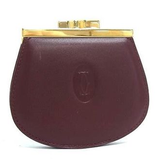 Cartier Bordeaux Leather Coin Purse/Coin Case (Pre-Owned)
