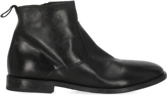 Moma Black Caesar Vintage Zip Leather Ankle Boots