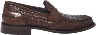 Baldinini Braided Leather Loafer - Heren - Loafers - Bruin - 41 EU - Leer - Schoenen
