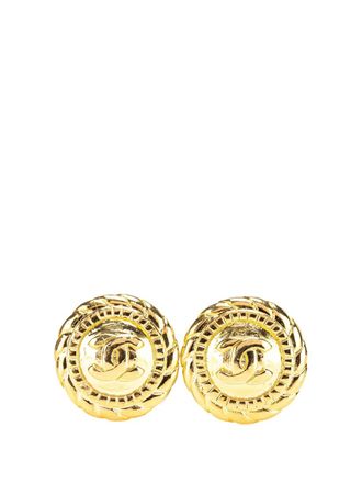 Chanel 1970-1980 CC Button vergulde oorclips - Goud