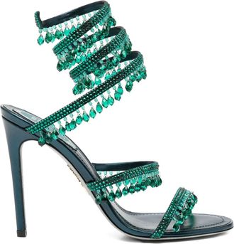 Rene Caovilla 100mm Chandelier sandals - women - Viscose/Silk/Leather/Leather - 37 - Green