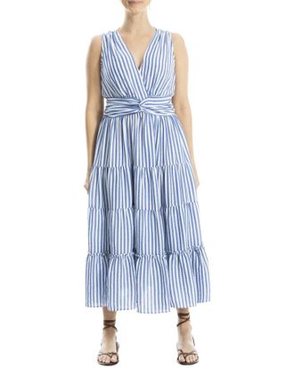 Max Studio Knotted Waist Tiered Maxi Dress