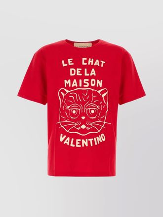 Valentino cotton le chat de la maison printed t-shirt
