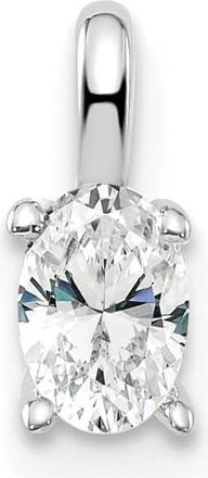 Diamond2Deal 14k White Gold 1/3 Ct Oval Cut Lab Grown Diamond Solitaire Pendant