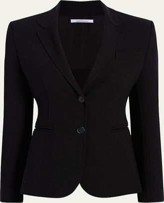Another Tomorrow Doppio Wool Cropped Blazer Jacket