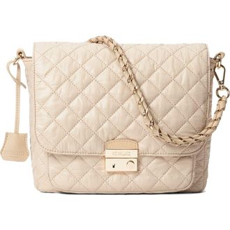 MZ Wallace Medium Crosby Lock Quilted Nylon Crossbody Bag in Buff at Nordstrom