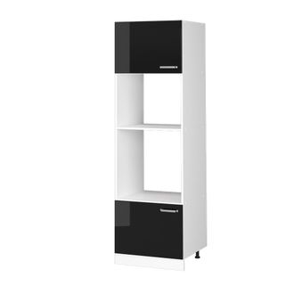 Vicco Mueble Despensa Universal R-line, Negro Brillo Intenso, 60 Cm Con Estantes Abiertos Y Puertas Vicco