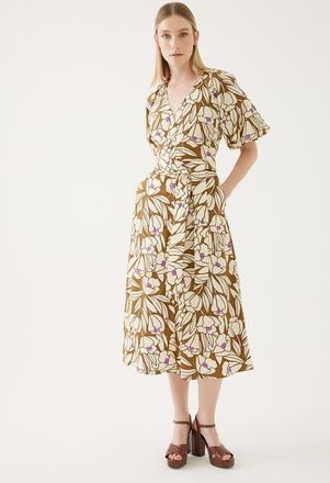 Exquise Bobo Midi Dress in Brown at Nordstrom, Size Xx-Large