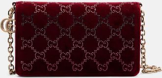 Gucci GG Crystal velvet wallet on chain