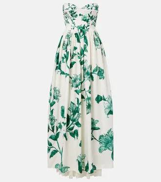 Agua Bendita Tonia floral lace-trimmed cotton maxi dress