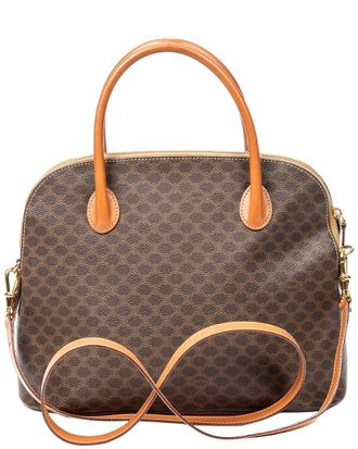 Celine Brown & Tan Macadam Coated Canvas Convertible Dome Tote (Authentic Pre- Loved)