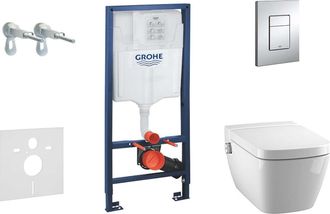 GROHE Rapid Sl - M&oacute;dulo De Instalaci&oacute;n En Pared, Ducha De Bid&eacute; Y Asiento Tece, Bot&oacute;n Skate Cosmo, Rimless, Softclose, Cromo 38528set-kt