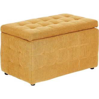 Beliani Storage Ottoman MICHIGAN Fabric Yellow
