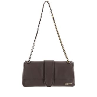 Jacquemus Dark Brown Chaine Two-Tone Chain Lambskin Shoulder Bag