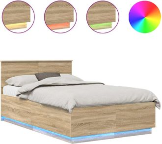 vidaXL Estructura De Cama Con Tiras Led Roble Sonoma 135 X 190 Cm Vidaxl
