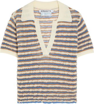 Bernadette Bernadette Ophelia Striped Fine-knit Polo top - Beige - S (UK8-10 / S)