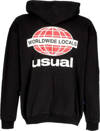 Usual Lokale zwarte hoodie met kangaroozak - Heren - Hoodies - Zwart - XL - Katoen - Hoodies & sweatvesten