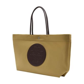 Tory Burch Womens Ella Twist Tote Beige Synthetic