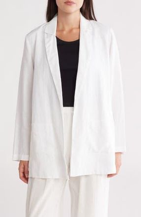 Eileen Fisher Notch Collar Organic Linen Long Blazer in White at Nordstrom Rack, Size X-Small