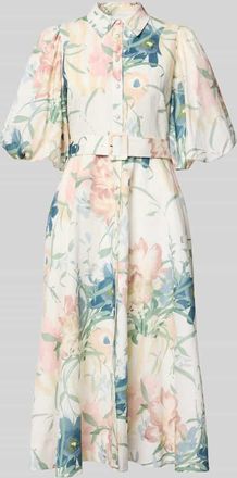 Ted Baker Midikleid aus Leinen-Mix mit floralem Allover-Print in Sand, Gr&ouml;&szlig;e 40