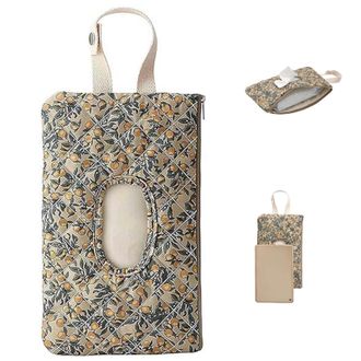 Generic Quilted Baby Diaper and Wipes Pouch, Portable Wipes Pouch with Lanyard - Refillable Floral Quilted Wipe Holder for Travel, Stroller & Daily Use (Green