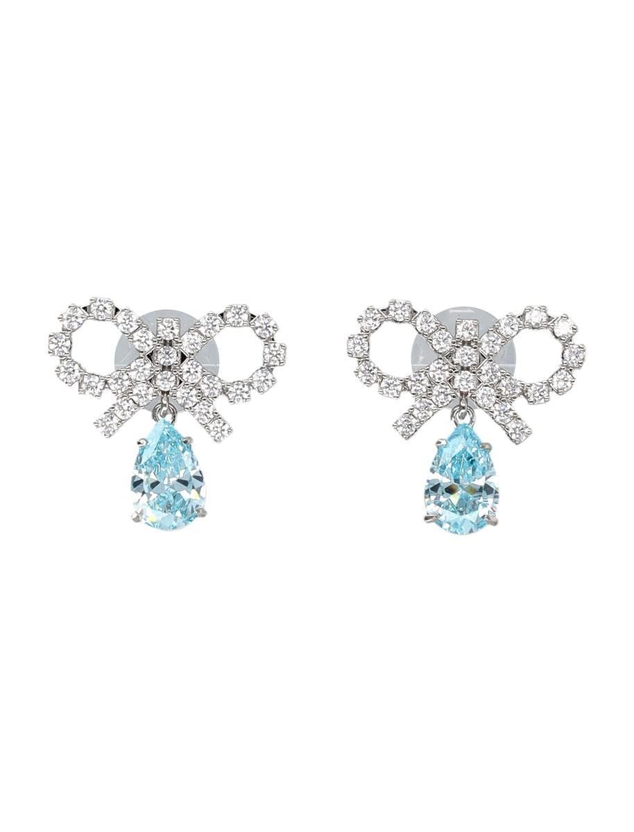 ピアス SELF PORTRAIT MICRO BOW BLUE DROPLET EARRINGS Micro Bow Blue Droplet Earrings – self-portrait-US