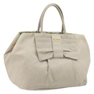 Prada Pre-owned Handbags, female, Beige, Size: ONE SIZE Pre-owned Nylon Hand Bag