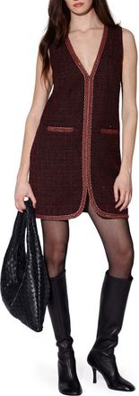 Walter Baker Evie Sleeveless Tweed Dress in Bordeaux Tweed at Nordstrom Rack, Size 10