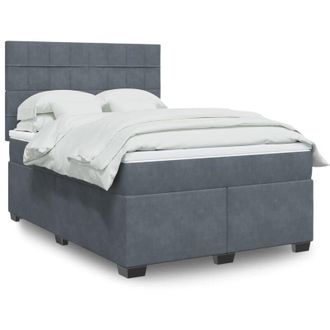 vidaXL Vidaxl - Cama Box Spring Con Colch&oacute;n Terciopelo Gris Oscuro 140x190 Cm