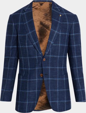 Stefano Ricci Men & apos;s Windowpane-Checked Wool-Blend Sport Coat