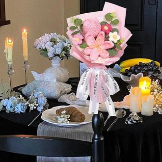 OEM Ramo De Flores De Ganchillo Con Tulipanes Rosas Para Ocasiones Especiales