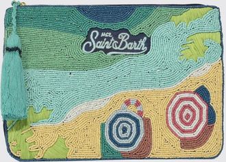 MC2 Saint Barth Pouch in cotone con perline ricamate