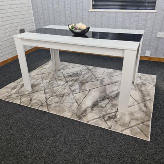 Kosy Koala Dining Table Wood Kitchen Place for 6 Seats, Dining Table Only (White & Black H 75 x L 140 x W 80 cm)