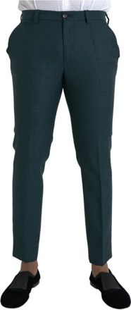 Dolce & Gabbana Donkergroene Wol Pantalon - Heren - Nette broeken - Groen - M - Wol - Broeken